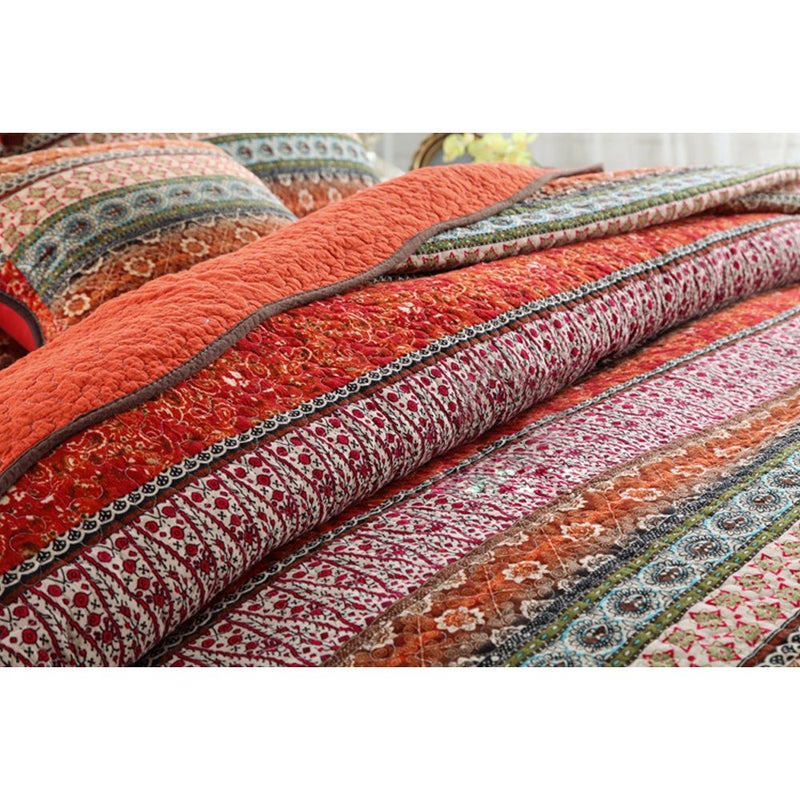 NEWLAKE Striped Classical Cotton 3-Piece Patchwork Bedspread Quilt Sets, King Size - Image 3